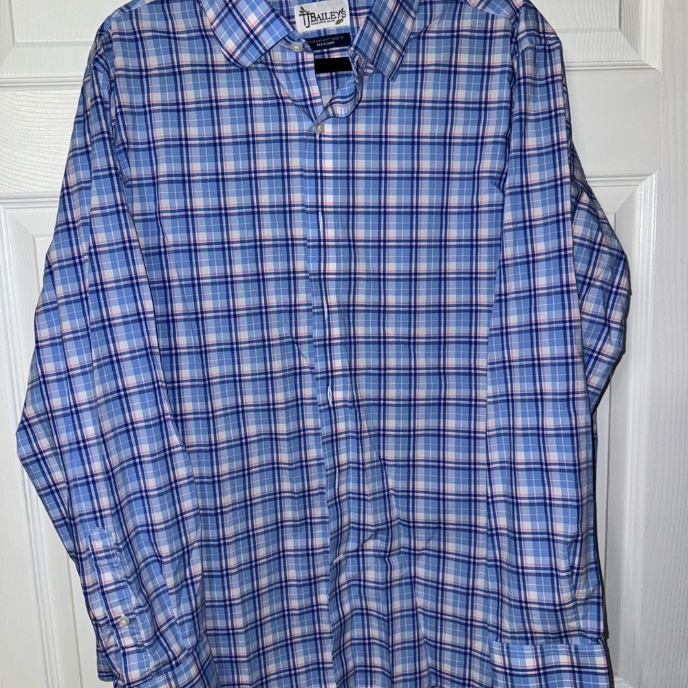 TJ Bailey’s Blue and White Plaid Casual Shirt